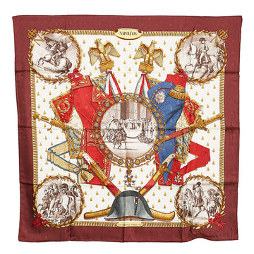 HERMES Carre 90 NAPOLEON Napoleon Scarf Muffler Bordeaux Multi Silk Women's