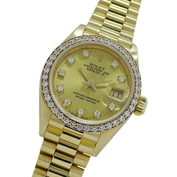 ROLEX Datejust 69138G No. E Watch Women's Diamond Automatic Winding AT 750YG 18K Gold Overhauled/Polished