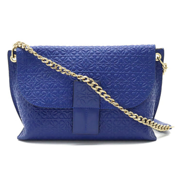 LOEWE Repeat Anagram Avenue Chain Shoulder Bag Leather Blue