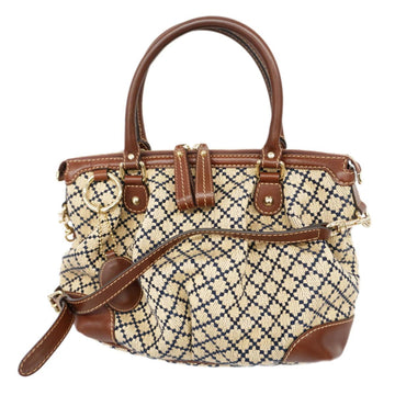 GUCCI Handbag Diamante 247902 Canvas Brown Beige Gold Hardware Women's