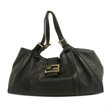 FENDI tote bag leather black silver hardware ladies