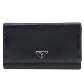 PRADA Testu Long Wallet Logo Plate M608A Saffiano Made in Italy Black Snap Button Test Unisex