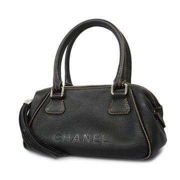 Chanel With Fringe Women's Leather Handbag Black