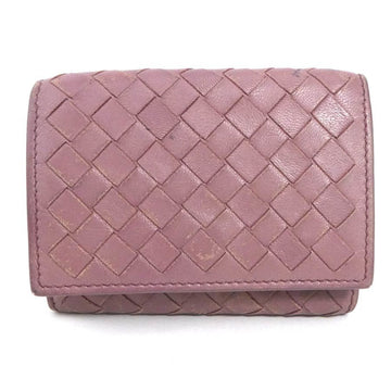 BOTTEGA VENETA Trifold Wallet Compact Intrecciato Leather Dusty Pink Women's