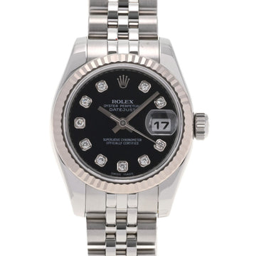 Rolex Datejust 10P Diamond 179174G Women's SS/WG Watch Automatic Winding Black Dial