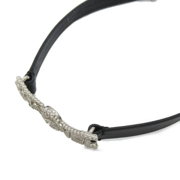 CHANEL choker Silver Black leather metal