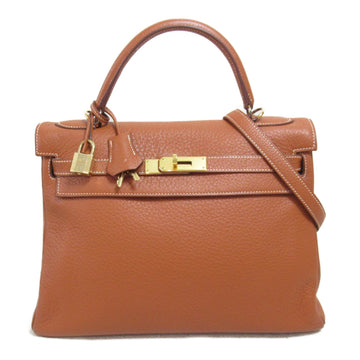 HERMES Kelly 32 handbag inside stitch Brown leather