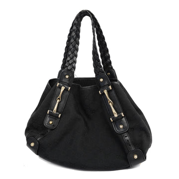 GUCCIAuth  Horsebit Tote Bag 162900 Women's GG Canvas Black