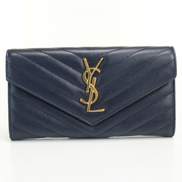 SAINT LAURENT Large Flap 372264 Long Wallet with Folded Coin Purse Leather Ladies