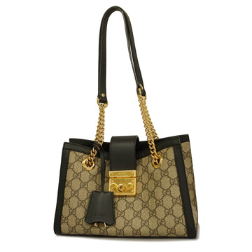 GUCCIAuth  498156 Women's GG Supreme Shoulder Bag Beige,Black