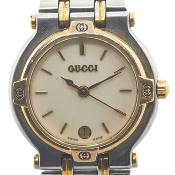 GUCCI watch 9000L quartz ivory dial stainless steel ladies