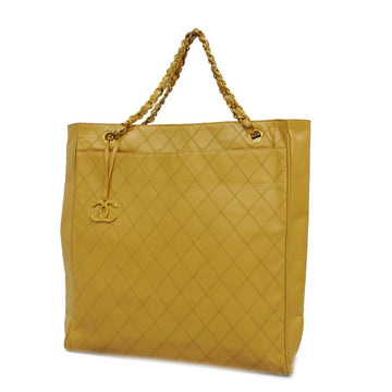 CHANEL Tote Bag Bicolore W Chain Lambskin Beige Gold Hardware Women's