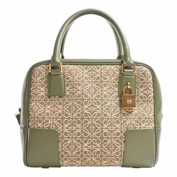 LOEWE Leather Canvas Anagram Amazona 19 Handbag A039N10X02 Green/Beige