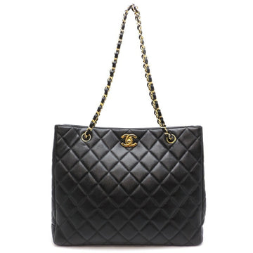 Chanel matelasse chain shoulder ladies tote bag caviar skin black