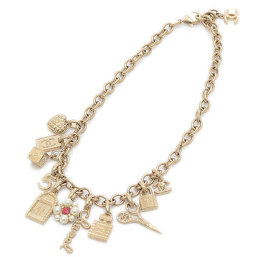 Chanel Necklace Icon Charm Rhinestone Gold B21P