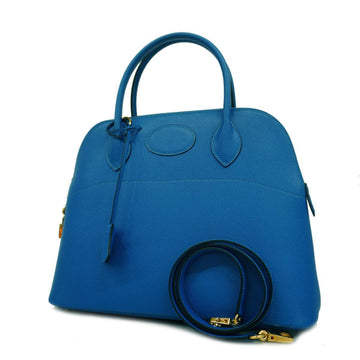 HERMES Handbag Bolide 31 A Couchevel Blue France Gold Hardware Women's