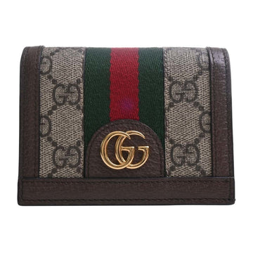 GUCCI Ophidia GG Supreme Card Case Wallet 523155 Beige/Brown Ladies