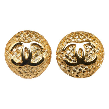 CHANEL round here mark earrings gold plated ladies