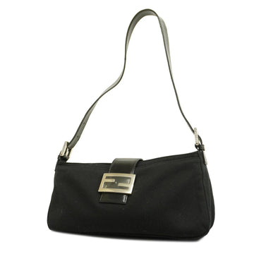 FENDI Handbag Mamma Bucket Nylon Black Silver Hardware Women's