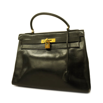 HERMESAuth  Kelly 32 〇H Stamp Recolor Women's Box Calf Leather Handbag Black