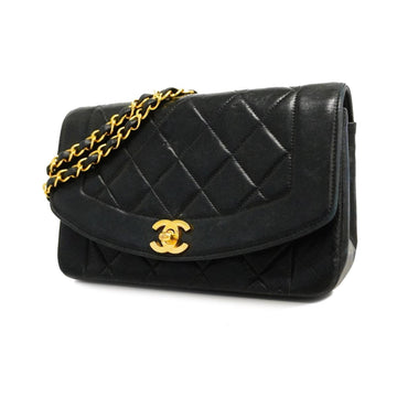 CHANEL Shoulder Bag Matelasse Diana Chain Lambskin Black Gold Hardware Women's