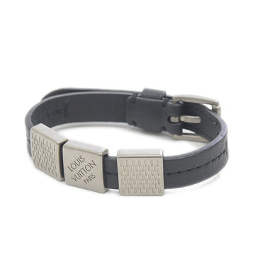 LOUIS VUITTON Damier Bracelet Bangle Leather Black M6205 #19