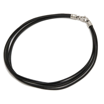 BVLGARI 5-row choker necklace cord leather metal black
