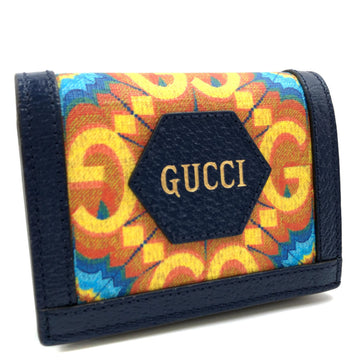 GUCCI Bifold Wallet GG Kaleidoscope 676297 100th Anniversary PVC x Leather Navy Ladies