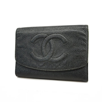 Chanel Tri-fold Wallet Gold Metal Women's Caviar Leather Wallet (tri-fold)