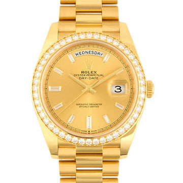 Rolex Day Date 228348RBR 10P Diamond Index Random K18YG Gold Men's Automatic Winding Watch Champagne Dial