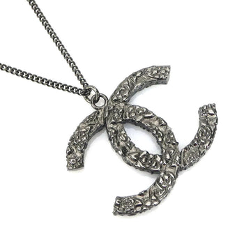 CHANEL necklace here mark metal gunmetal ladies