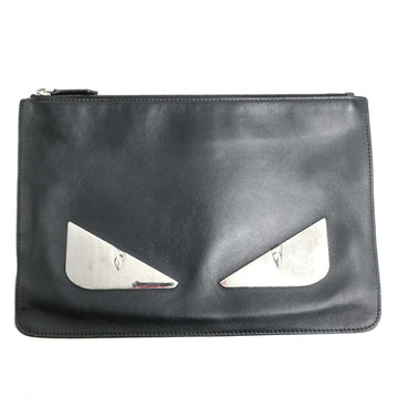 FENDI Leather Monster Clutch Bag 7N0078-SQP Black