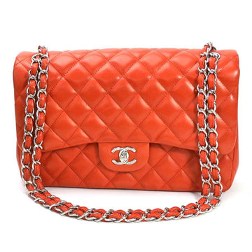 CHANEL Shoulder Bag Chain Cocomark Matelasse Classic Double Flap Red Lambskin  Women's A58600