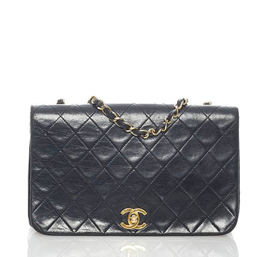 Chanel matelasse full flap chain shoulder bag black lambskin ladies