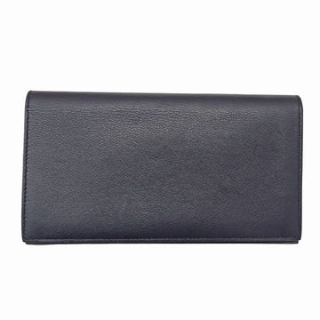 HERMES Citizen Twill Long Men's Wallet Vaud Swift Silk Black Leather A Engraved