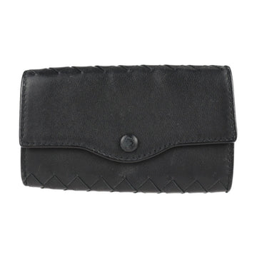 BOTTEGA VENETA intrecciato key case 284137 leather black 6 rows