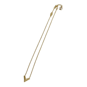 LOUIS VUITTON Logo Essential V Chain Necklace Pendant Accessory Gold 24067