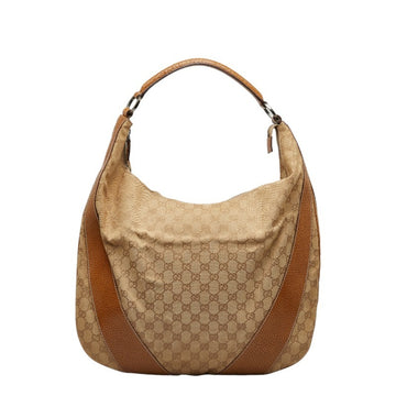 GUCCI GG Canvas One Shoulder Bag 124358 Beige Leather Women's