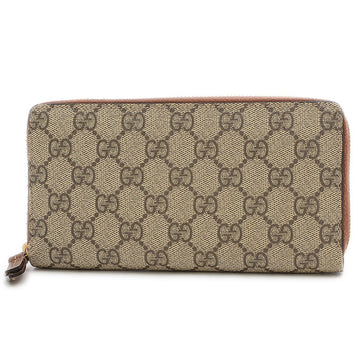 Gucci GG Supreme Round Zipper Long Wallet Canvas Beige 410102