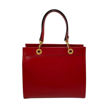 CELINE Vintage Circle Logo Hardware Leather Genuine Handbag Mini Tote Bag Red