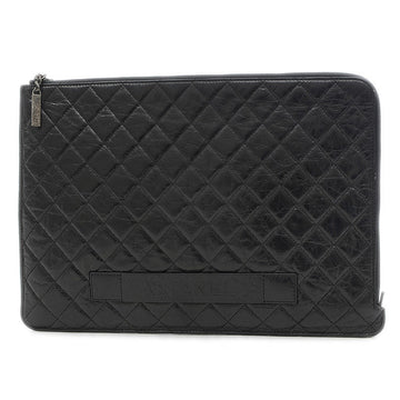 Chanel matelasse clutch bag leather black