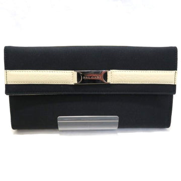 BVLGARI logo plate bicolor long wallet ladies