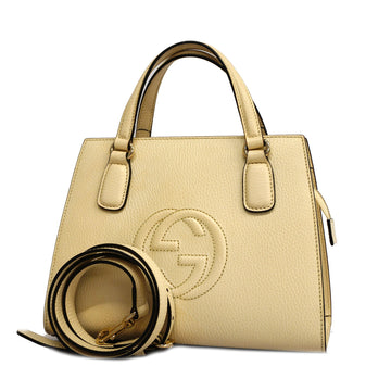 GUCCIAuth  Soho 2way Bag 607722 Women's Leather Handbag,Shoulder Bag Ivory