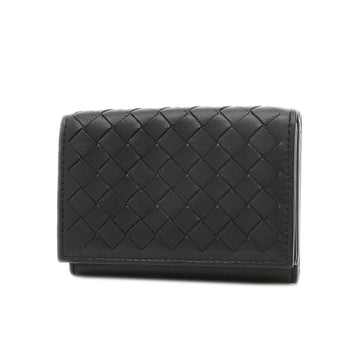 BOTTEGA VENETA Intrecciato Trifold Wallet Compact Lambskin Black 515385