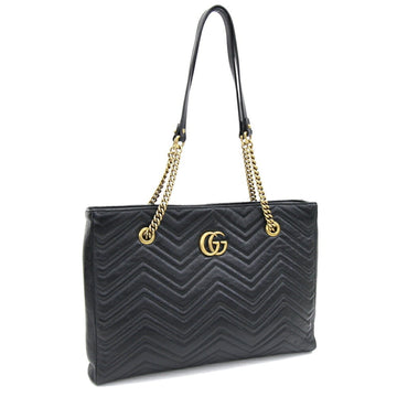 Gucci Tote Bag GG Marmont 524578 Black Leather Ladies Chain GUCCI