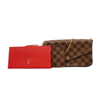 LOUIS VUITTON Shoulder Bag Damier Pochette Felicie N63032 Ebene Ladies