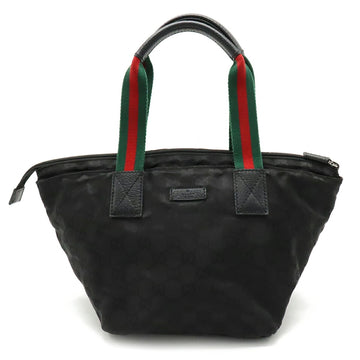 GUCCI GG canvas Sherry line tote bag handbag leather black red green 131228