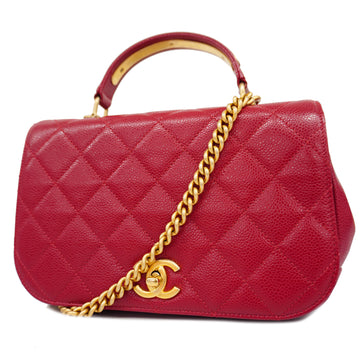 CHANELAuth  Matelasse 2way Bag Chain Shoulder Women's Caviar Leather Handbag,