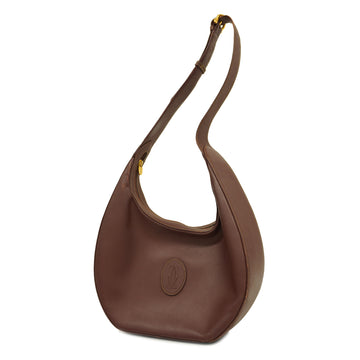 CARTIER[3zb1394]Auth  shoulder bag must leather Bordeaux gold metal