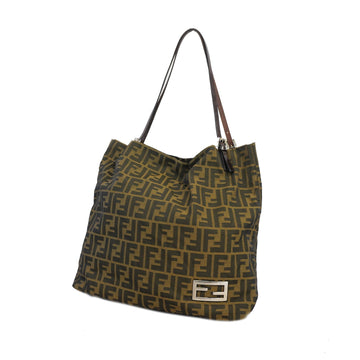 Fendi tote bag Zucca nylon canvas brown silver Metal